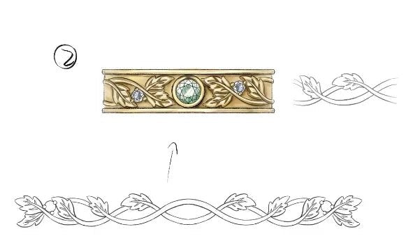 Crossed Leaf Moissanite Couple Ring Set - Eternal Connection - GemsMagic