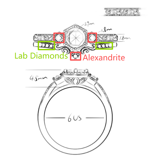 Custom Bridal Ring Set For Katie Bengtson - GemsMagic