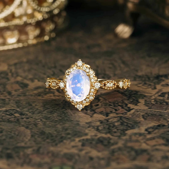 Custom Moonstone Engagement Ring for Nick Soma - GemsMagic