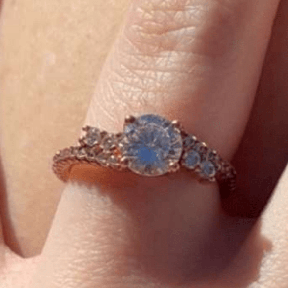 Custom Round Moissanite Engagement Ring For Hayley Heffernan - GemsMagic