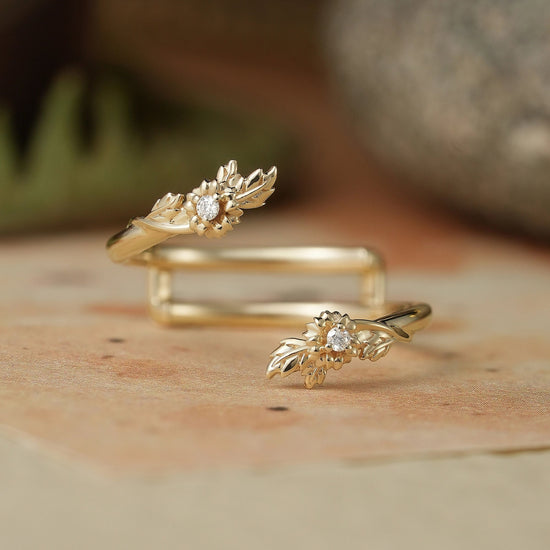 Daisy Inspired Moissanite Enhancer Wedding Band - Zephyrine - GemsMagic