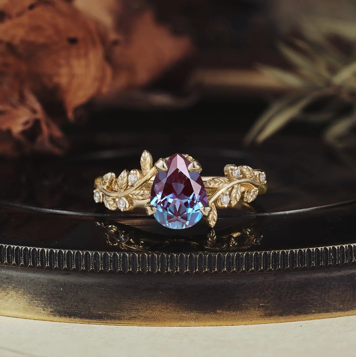 Dancing Leaf: Alexandrite Elegance Ring - Maeve - GemsMagic