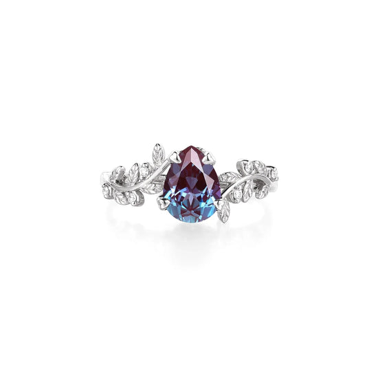 Dancing Leaf: Alexandrite Elegance Ring - Maeve - GemsMagic