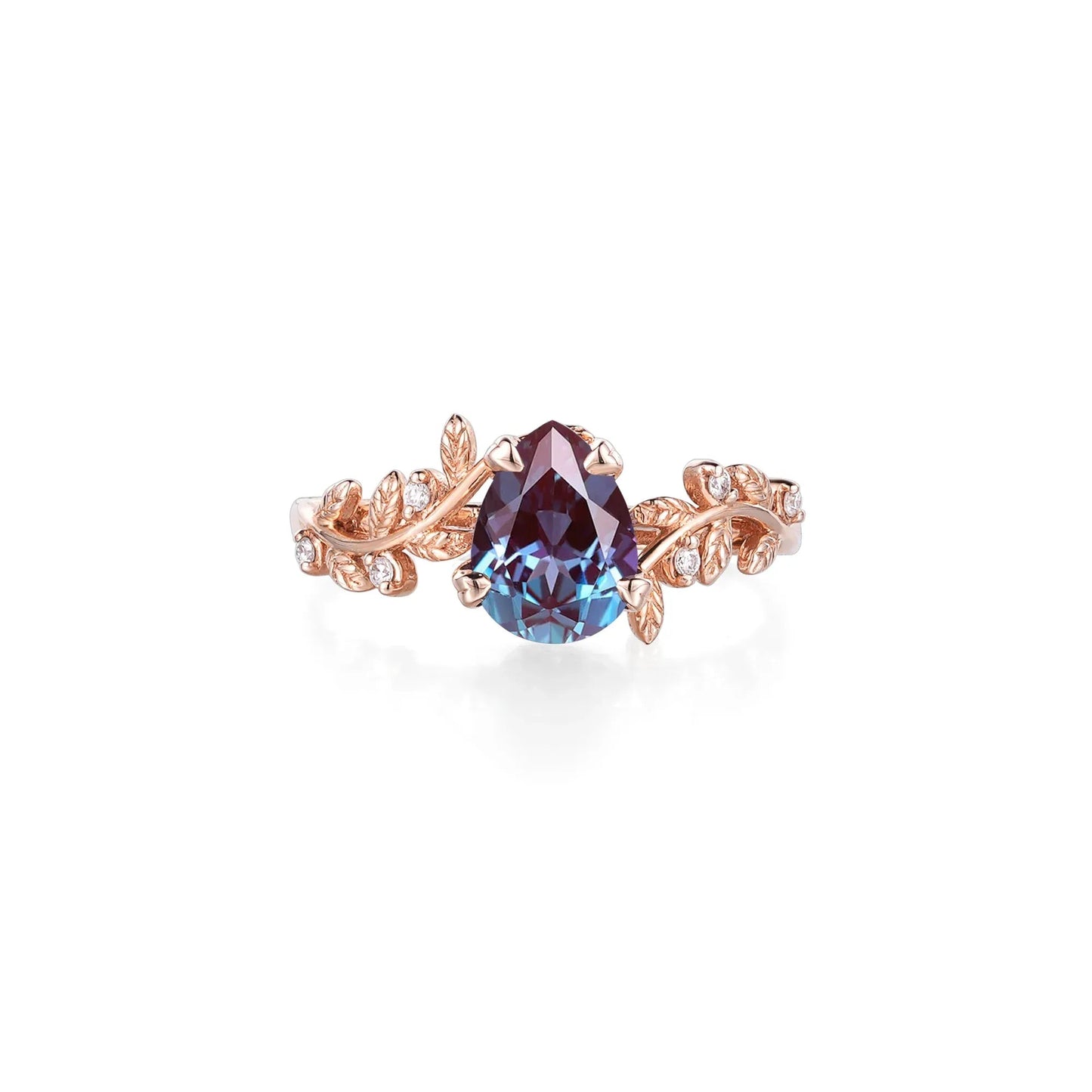 Dancing Leaf: Alexandrite Elegance Ring - Maeve - GemsMagic