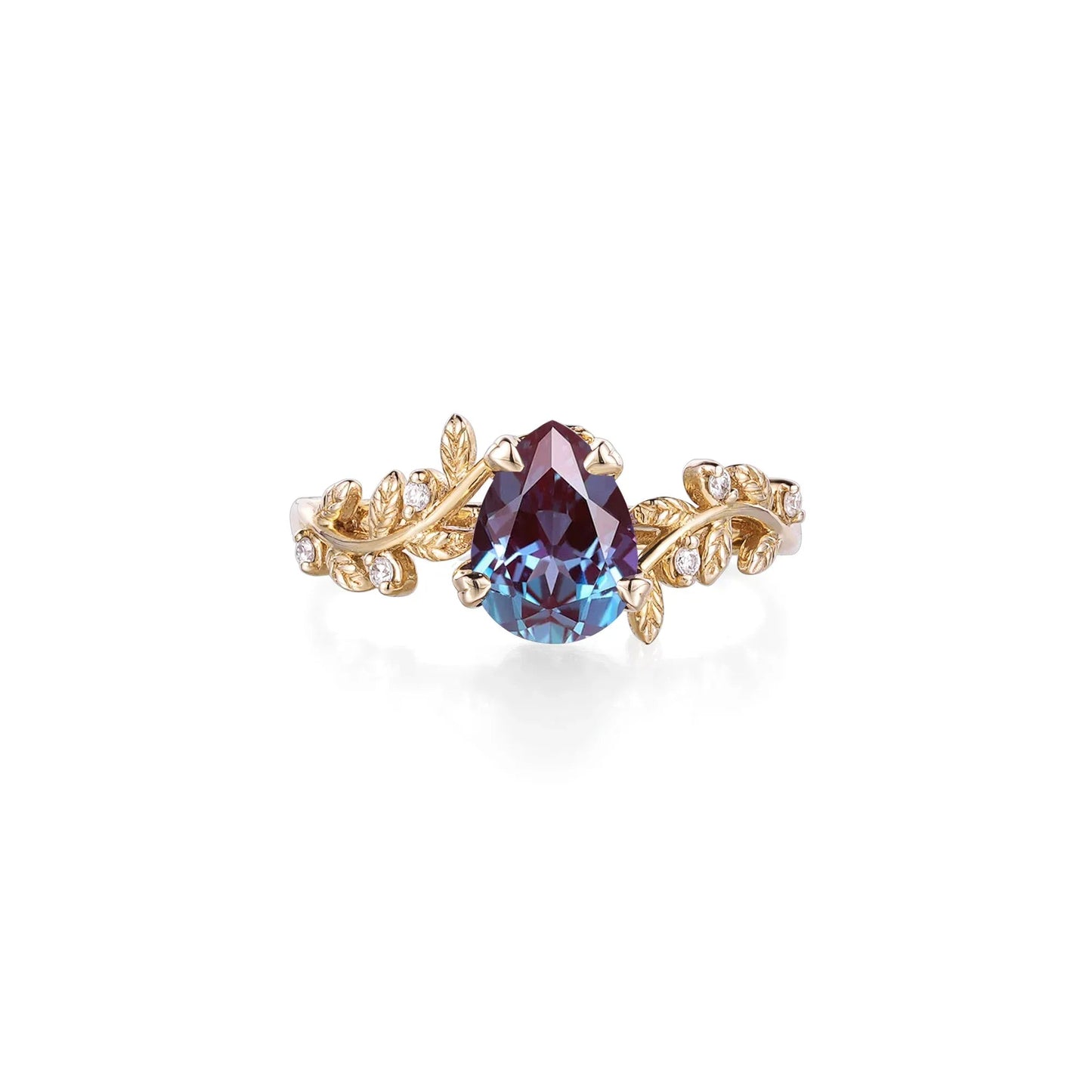 Dancing Leaf: Alexandrite Elegance Ring - Maeve - GemsMagic