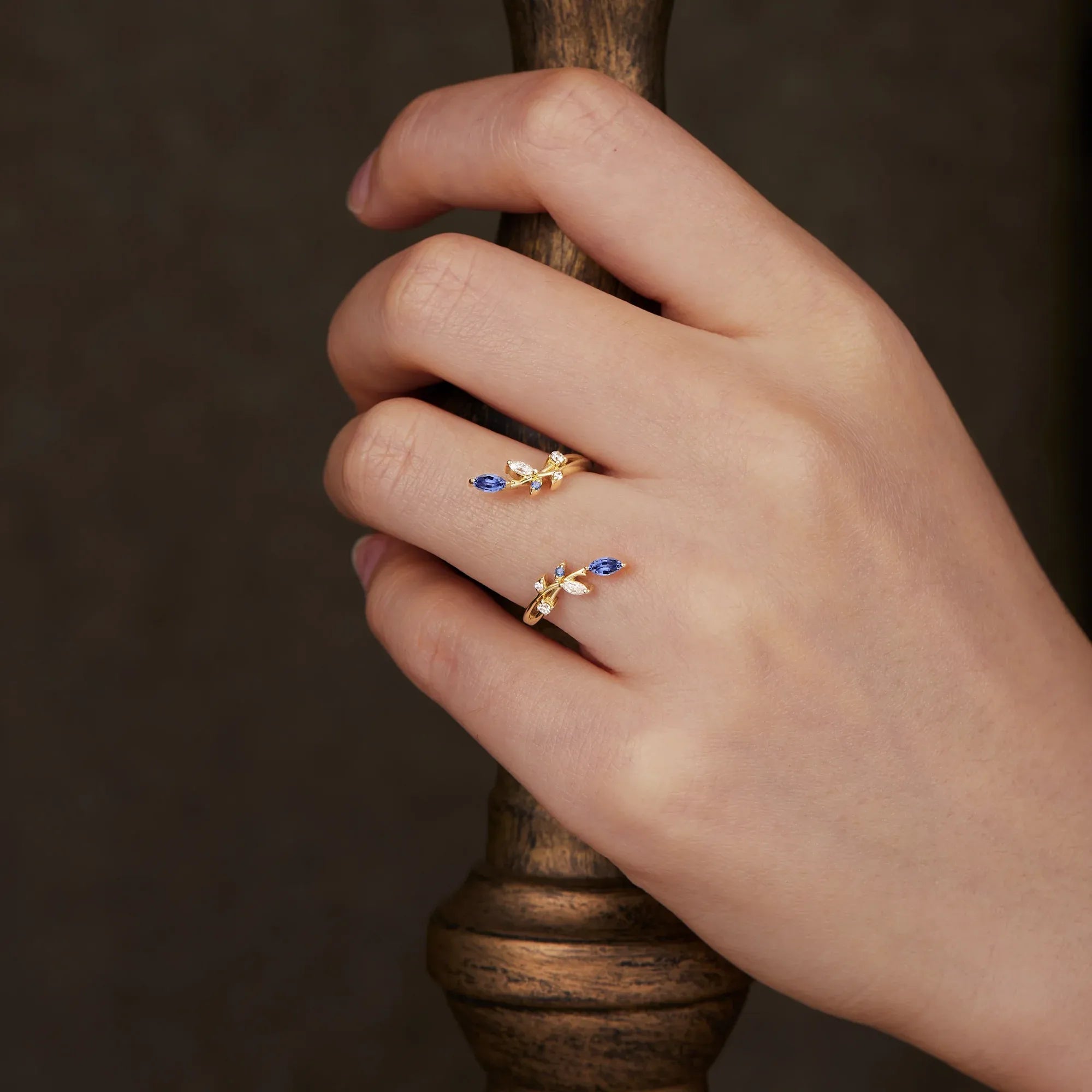 Daphne's Blossoming Band: A Sapphire and Moissanite Wedding Ring - GemsMagic