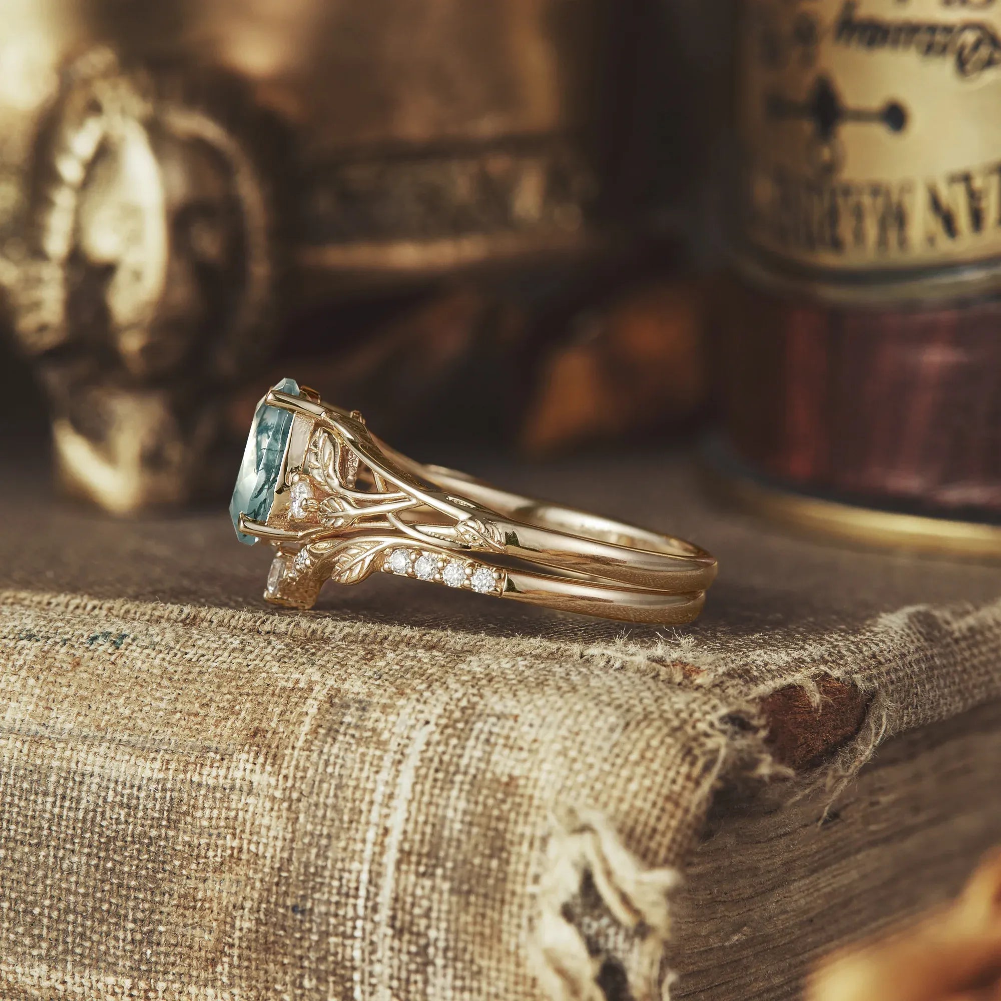 Enchanted Forest Moss Agate Ring Set - Gabriella - GemsMagic