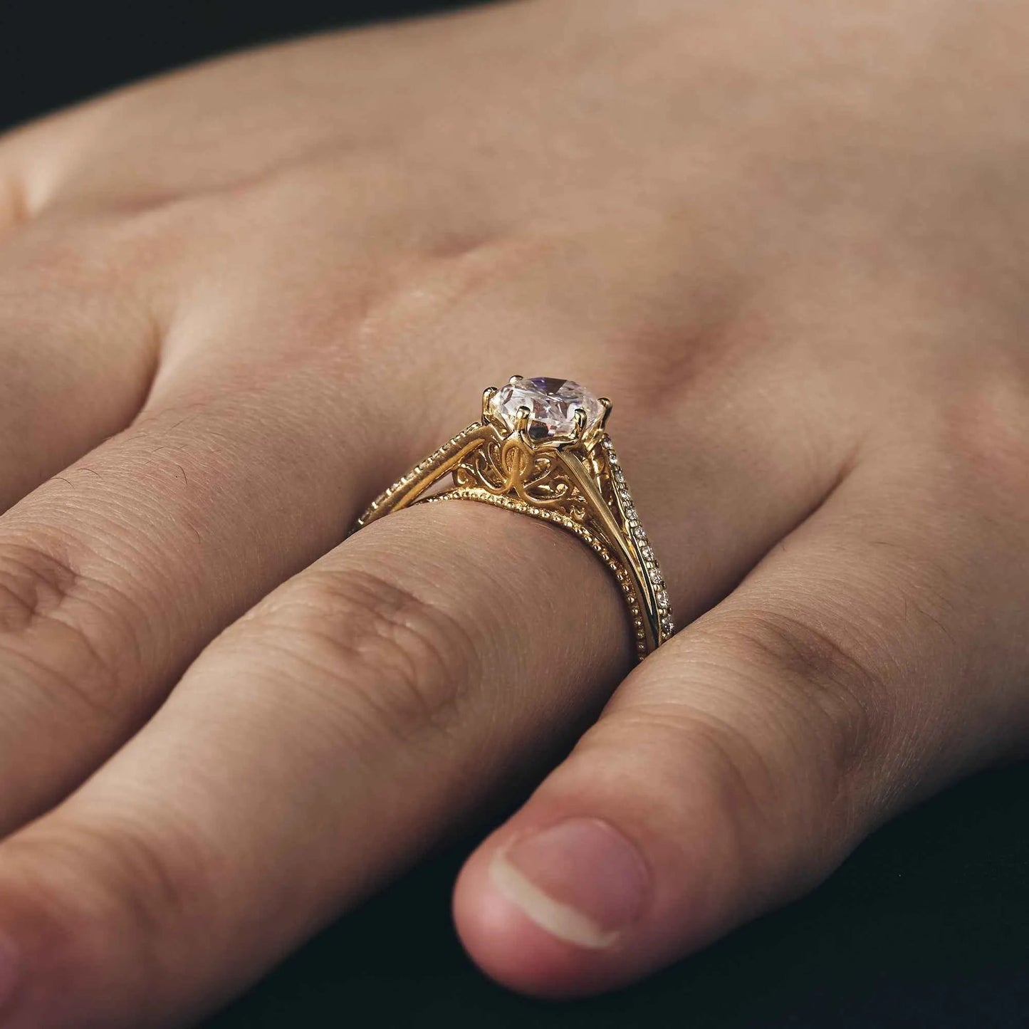 Exquisite Oval Moissanite Peekaboo Ring Set 2pcs - GemsMagic - GemsMagic