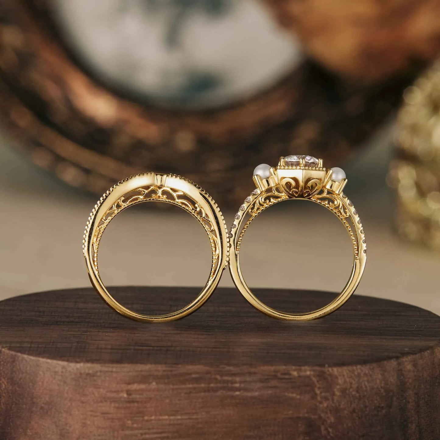 Gorgeous Moissanite Peekaboo Ring Set 2pcs - GemsMagic - GemsMagic