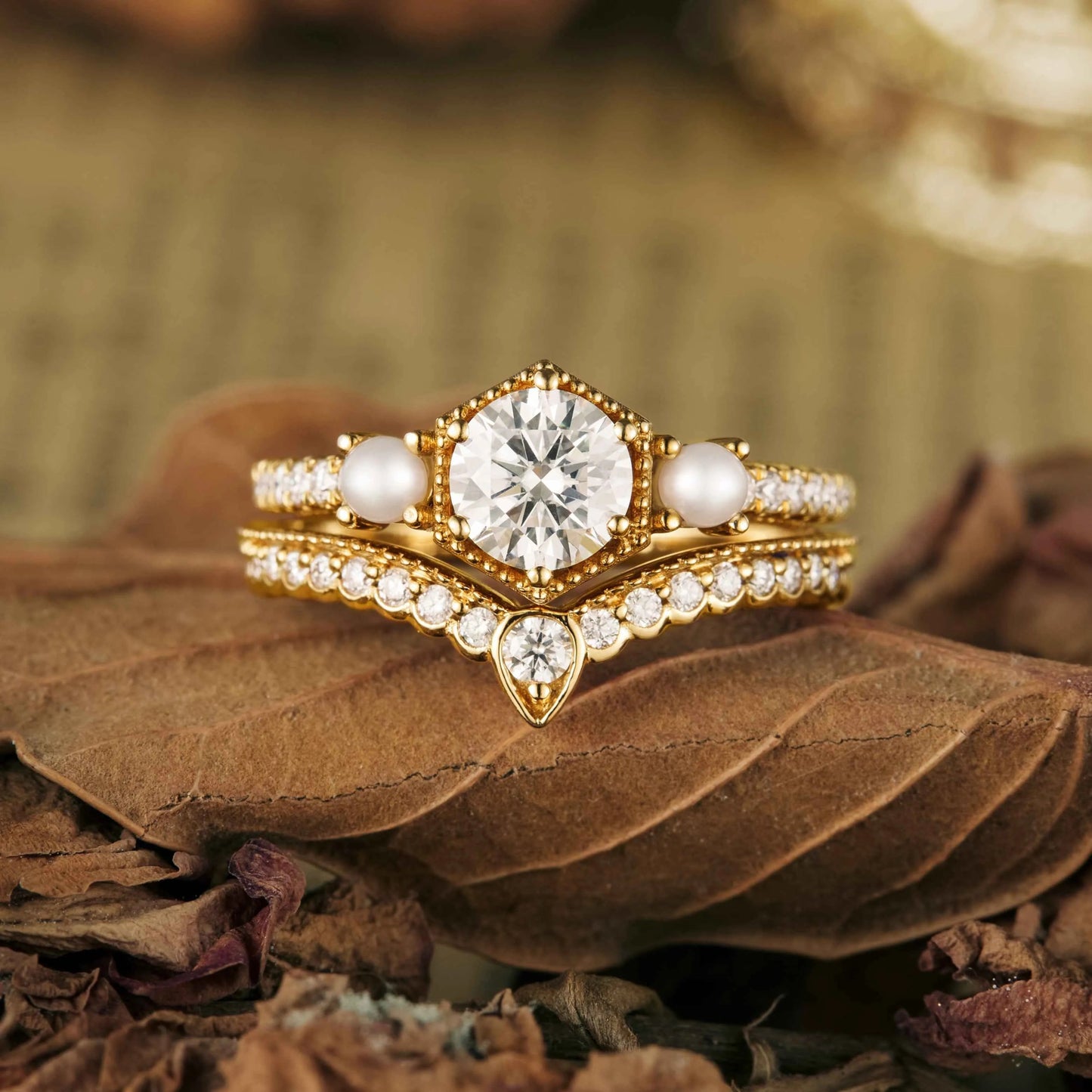 Gorgeous Moissanite Peekaboo Ring Set 2pcs - GemsMagic - GemsMagic