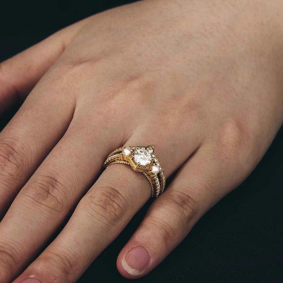 Gorgeous Moissanite Peekaboo Ring Set 2pcs - GemsMagic - GemsMagic