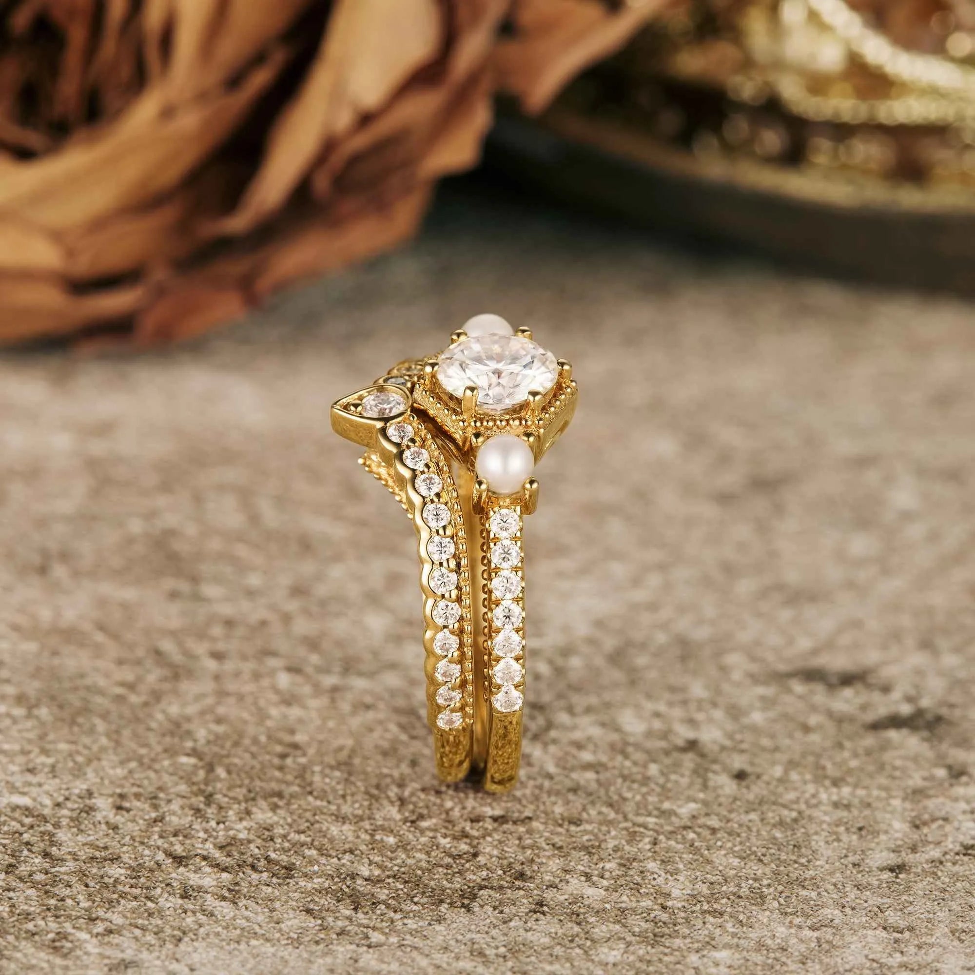 Gorgeous Moissanite Peekaboo Ring Set 2pcs - GemsMagic - GemsMagic