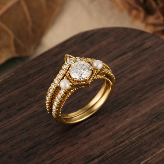 Gorgeous Moissanite Peekaboo Ring Set 2pcs - GemsMagic - GemsMagic