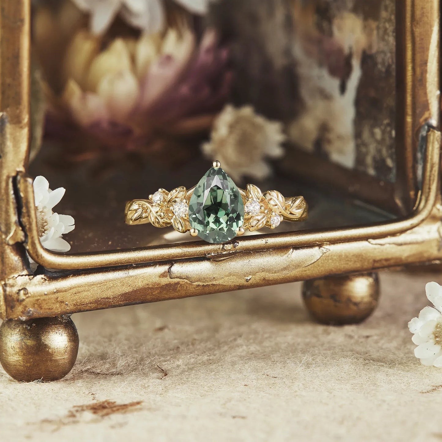 Green Sapphire Ring - Cora - GemsMagic