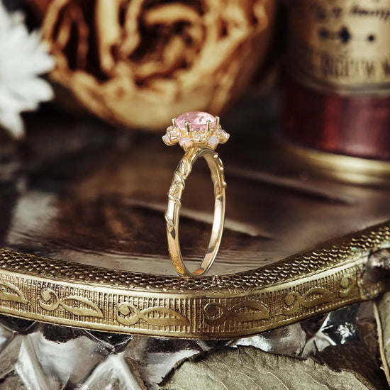 Halo Pink Padparadscha Ring - Abby - GemsMagic