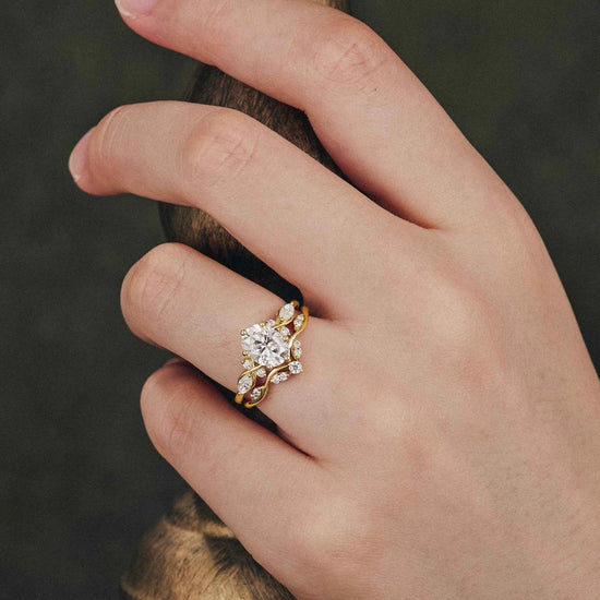 Honeysuckle Inspired Moissanite Ring Set 2pcs - GemsMagic - GemsMagic