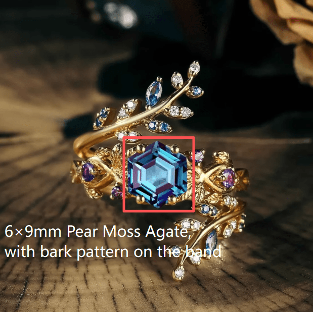 Installment Custom Moss Agate Bridal Ring Set For Jason Tammen - GemsMagic