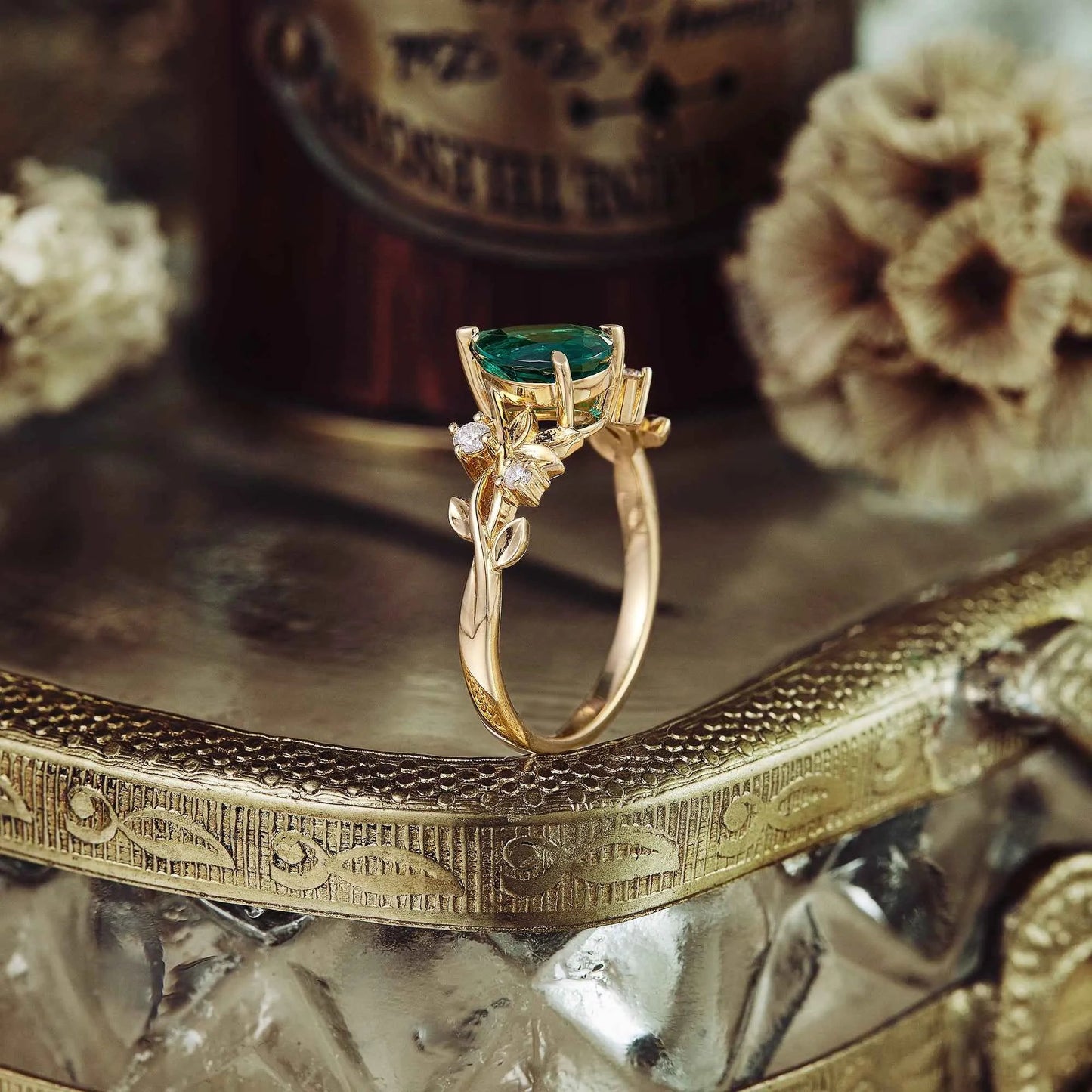 Jade Plant Inspired Engagement Ring - GemsMagic - GemsMagic