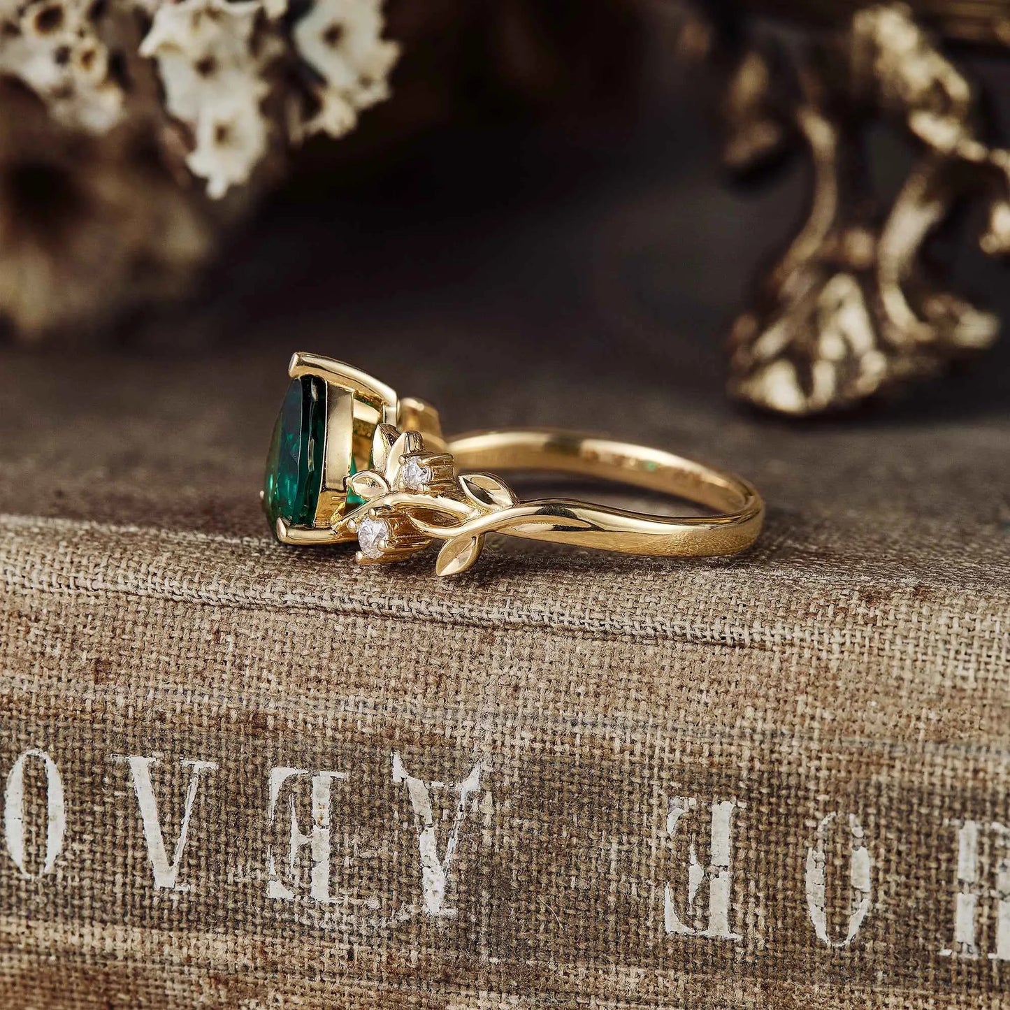 Jade Plant Inspired Engagement Ring - GemsMagic - GemsMagic