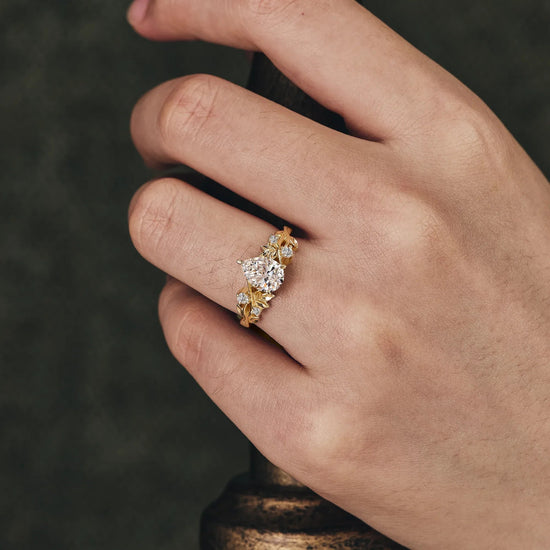 Jade Plant Inspired Lab Grown Diamond Engagement Ring - Eliana - GemsMagic - GemsMagic