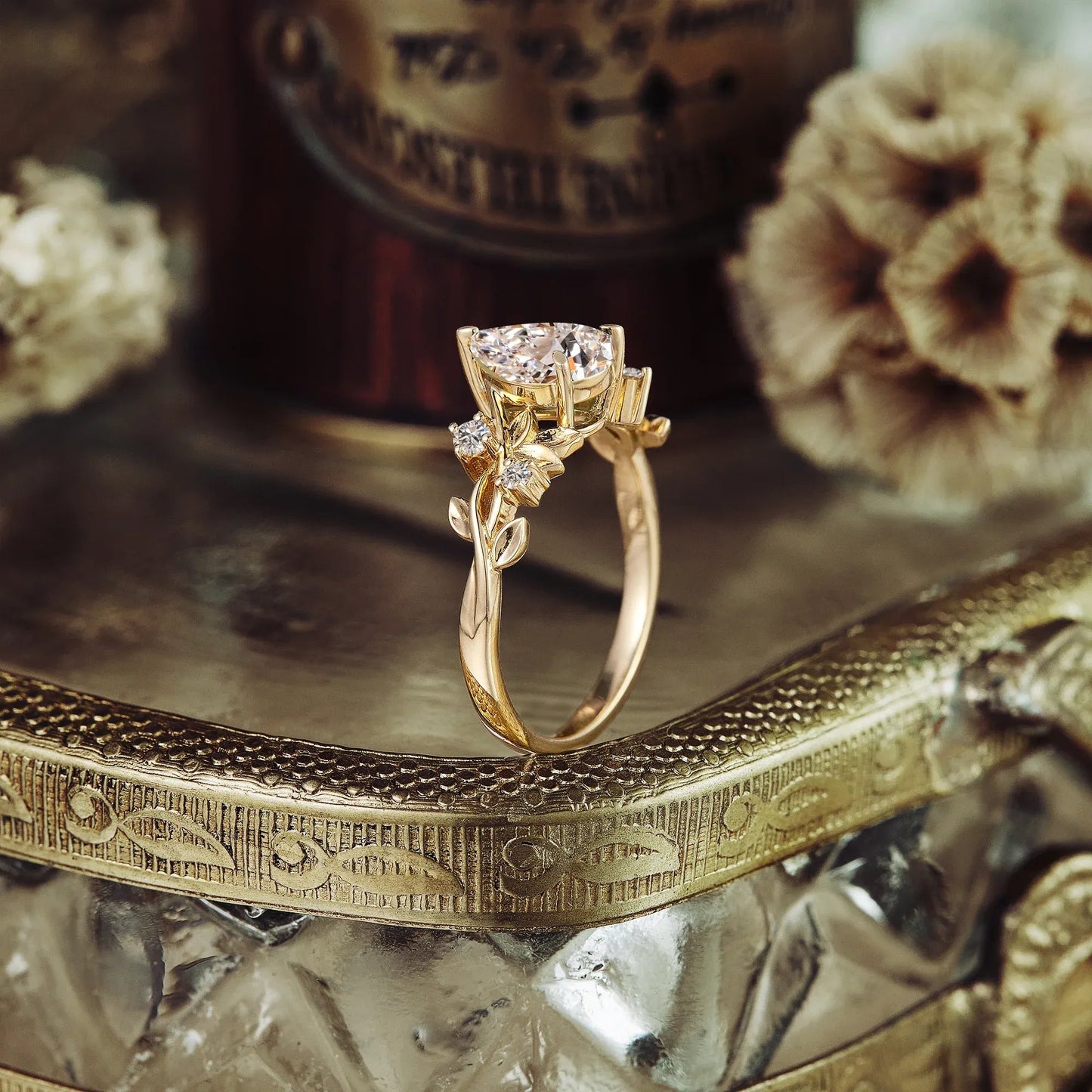 Jade Plant Inspired Lab Grown Diamond Engagement Ring - Eliana - GemsMagic - GemsMagic