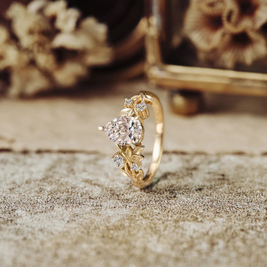 Jade Plant Inspired Lab Grown Diamond Engagement Ring - Eliana - GemsMagic - GemsMagic