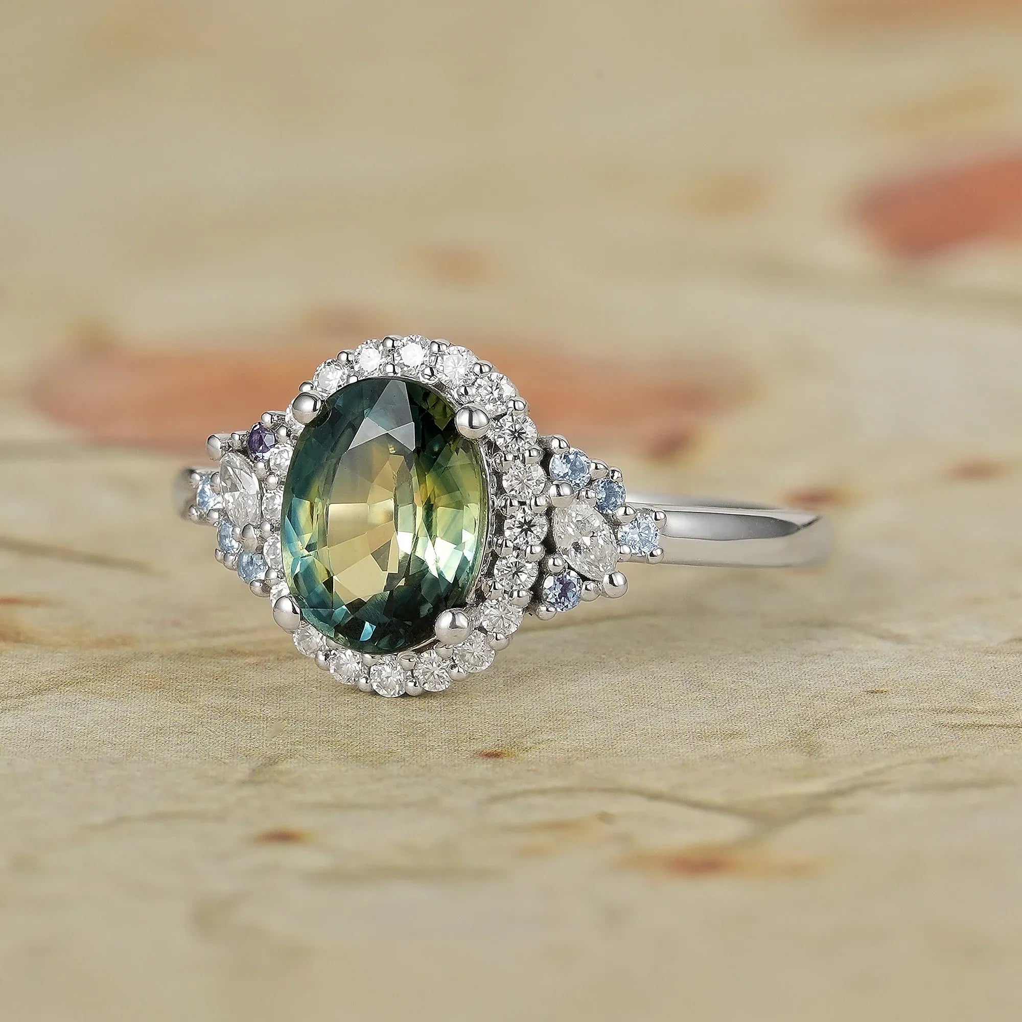 Luxe Mystique Teal Sapphire Rings - Thalassa - GemsMagic - GemsMagic