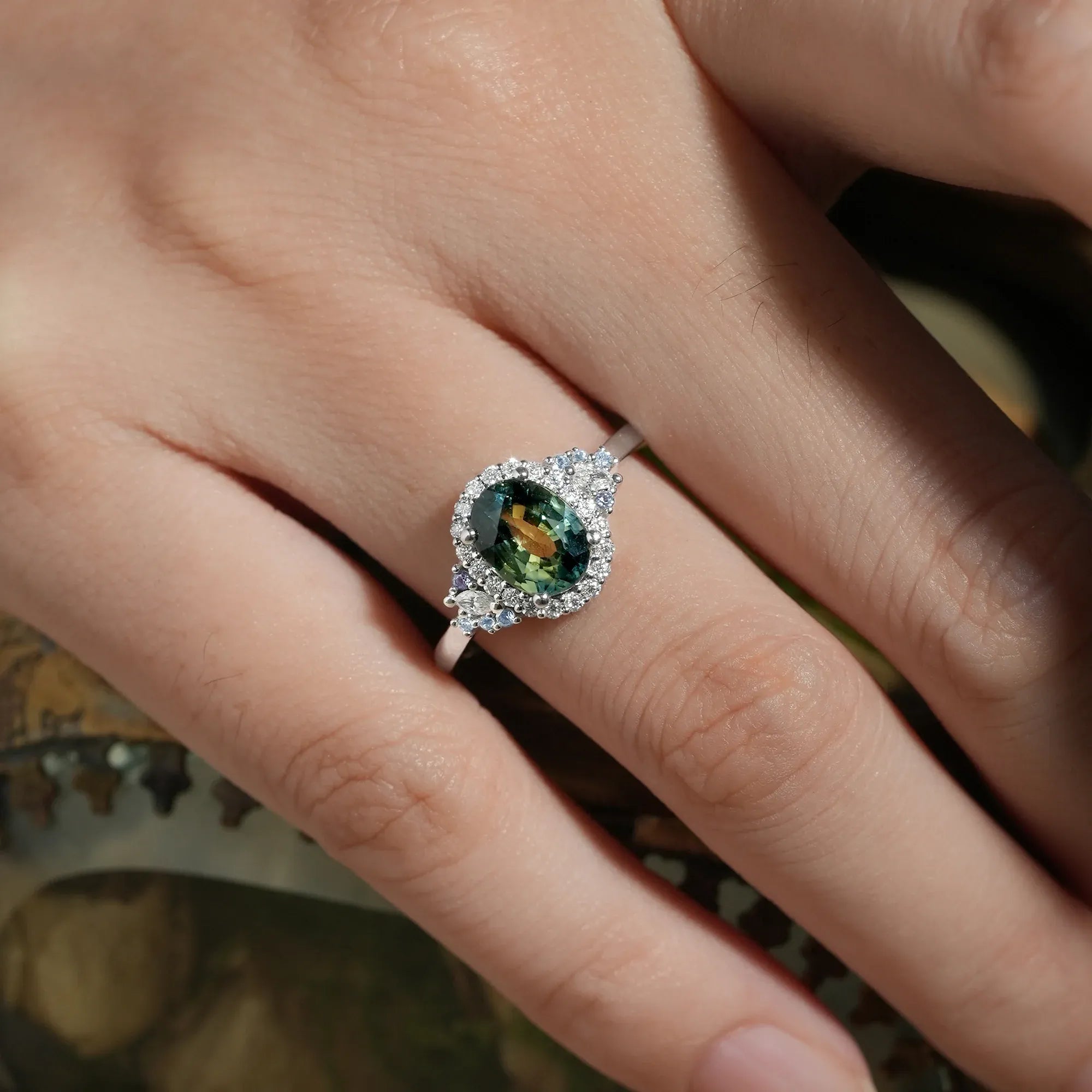 Luxe Mystique Teal Sapphire Rings - Thalassa - GemsMagic - GemsMagic