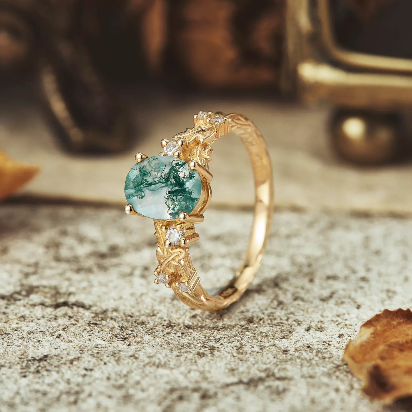Maple Leaf Design Inspired Engagement Ring - Ariel - GemsMagic