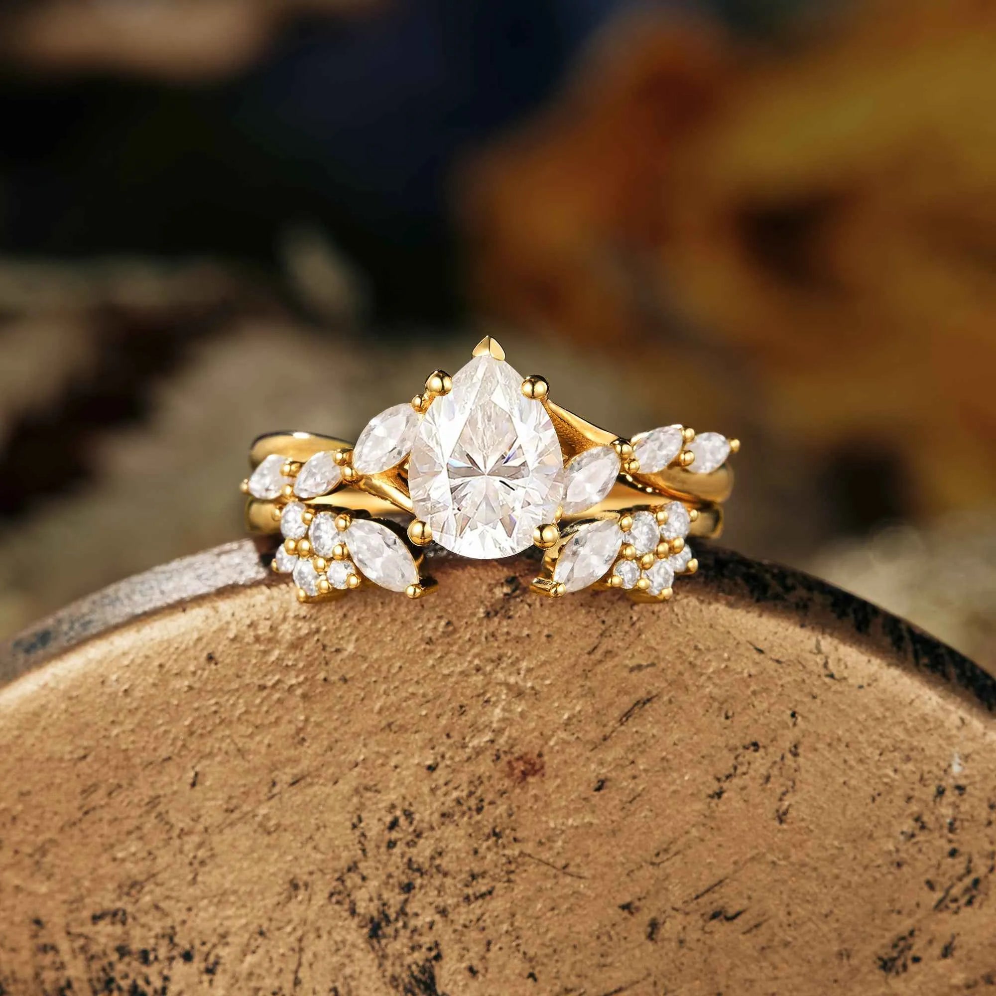 Marquise Moissanite Twisted Ring Set 2pcs - GemsMagic - GemsMagic