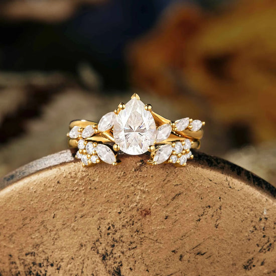 Marquise Moissanite Twisted Ring Set 2pcs - GemsMagic - GemsMagic