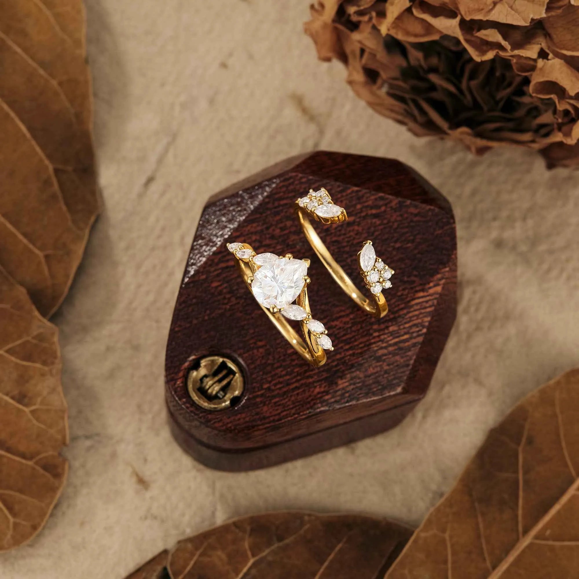 Marquise Moissanite Twisted Ring Set 2pcs - GemsMagic - GemsMagic