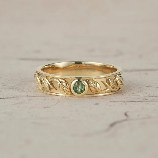 Men's Moss Agate Leaf Band - Asher - GemsMagic