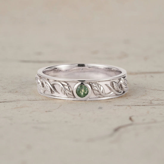 Men's Moss Agate Leaf Band - Asher - GemsMagic