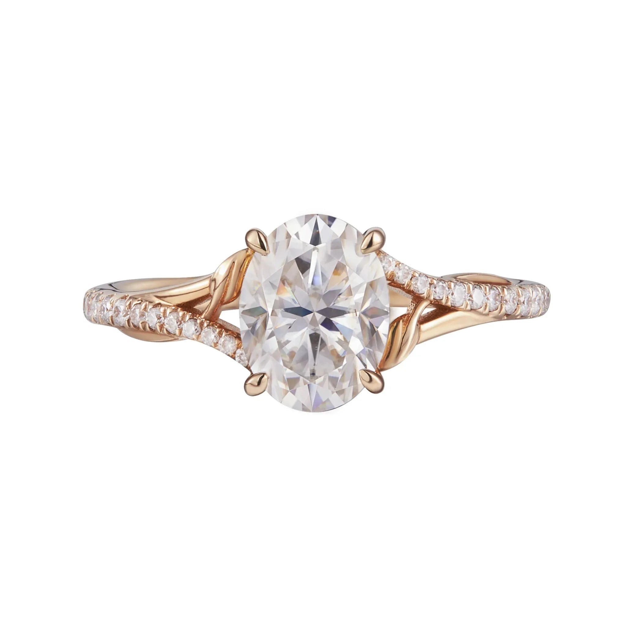 Moissanite Twisted Leaf Engagement Ring - GemsMagic - GemsMagic