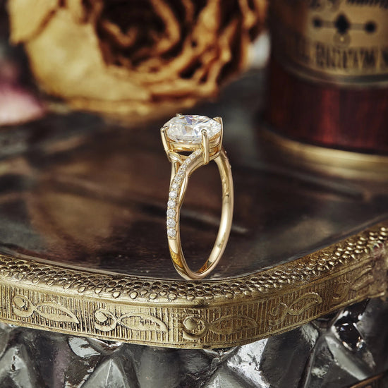 Moissanite Twisted Leaf Engagement Ring - GemsMagic - GemsMagic