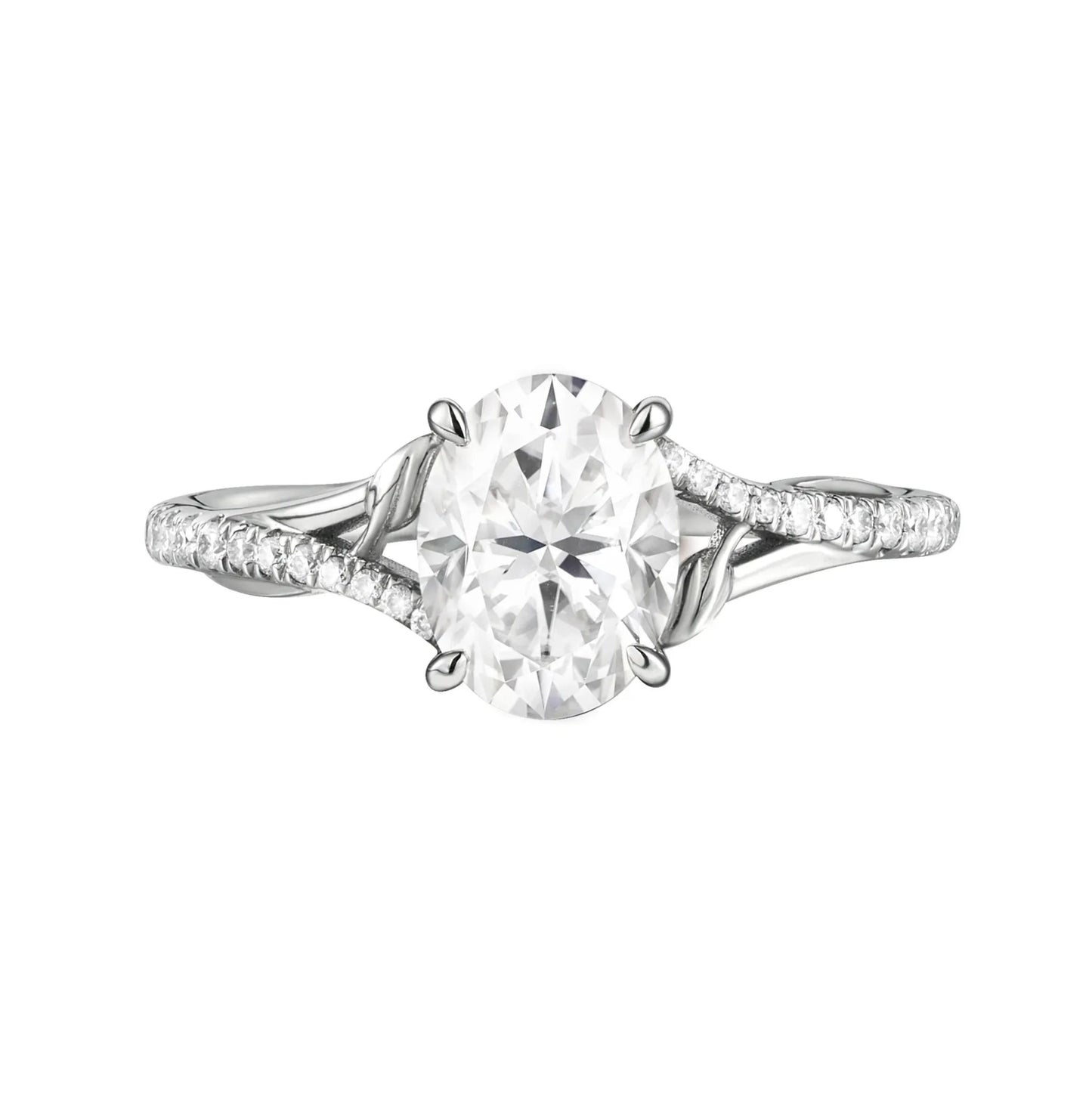 Moissanite Twisted Leaf Engagement Ring - GemsMagic - GemsMagic