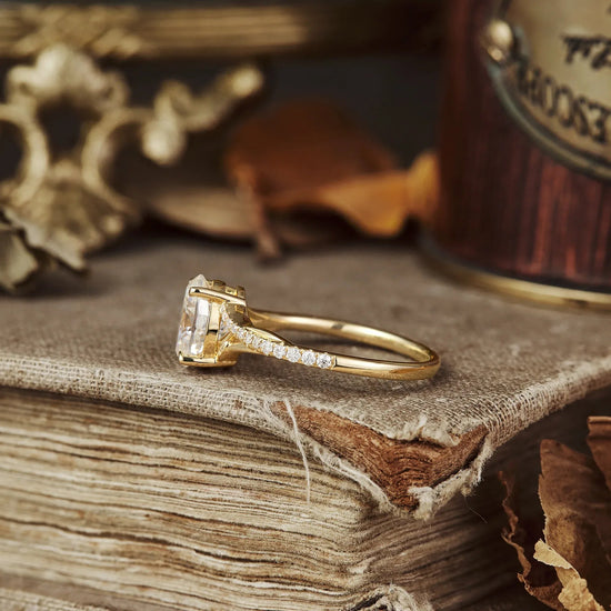 Moissanite Twisted Leaf Engagement Ring - GemsMagic - GemsMagic