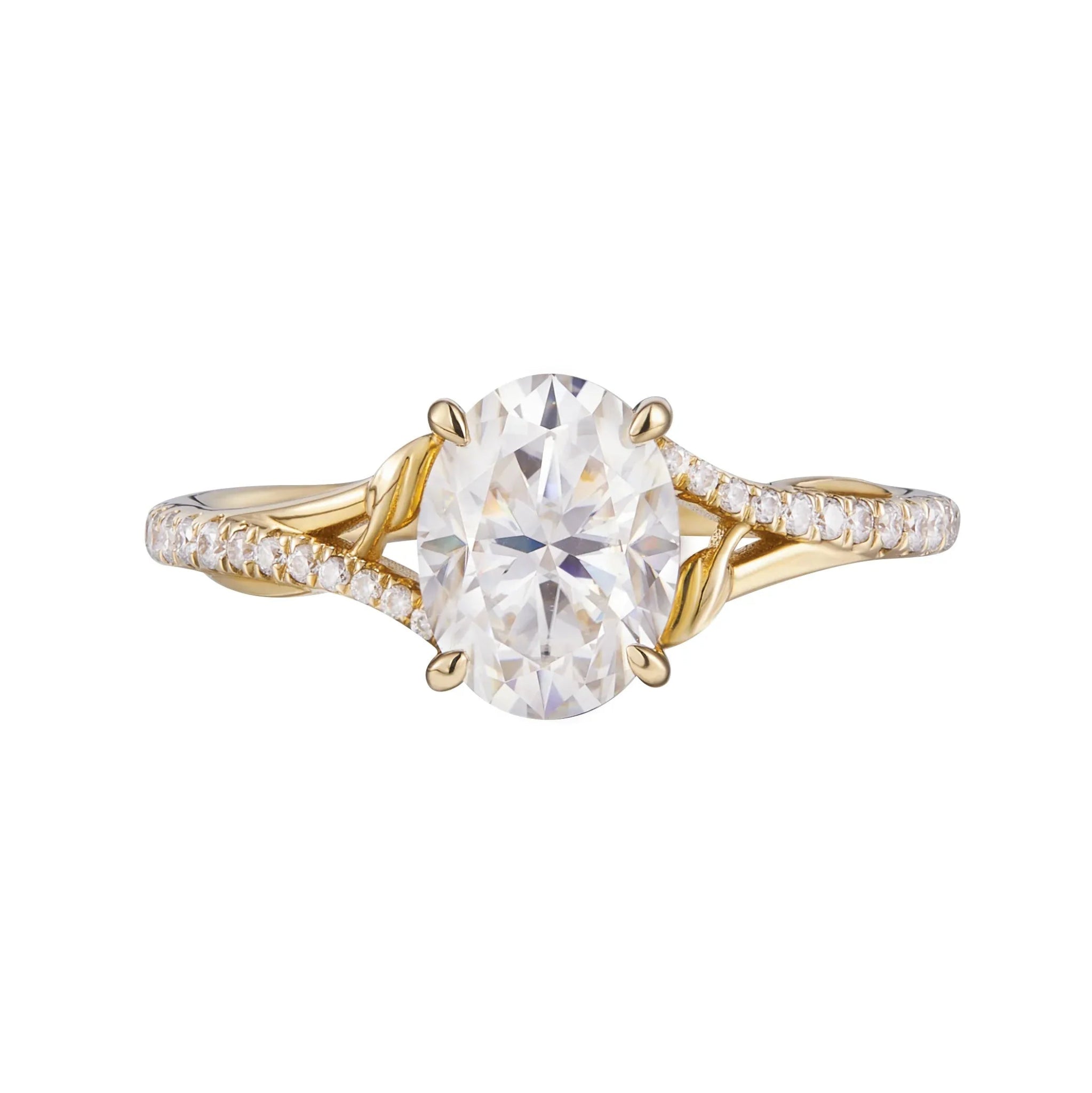 Moissanite Twisted Leaf Engagement Ring - GemsMagic - GemsMagic