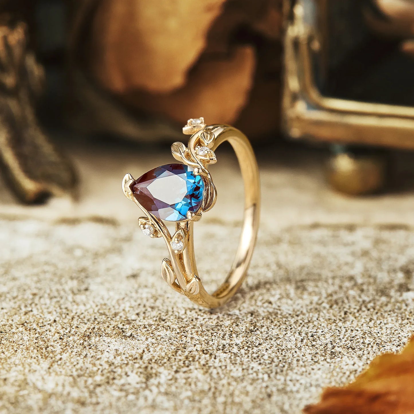 Pear Cut Alexandrite Engagement Ring