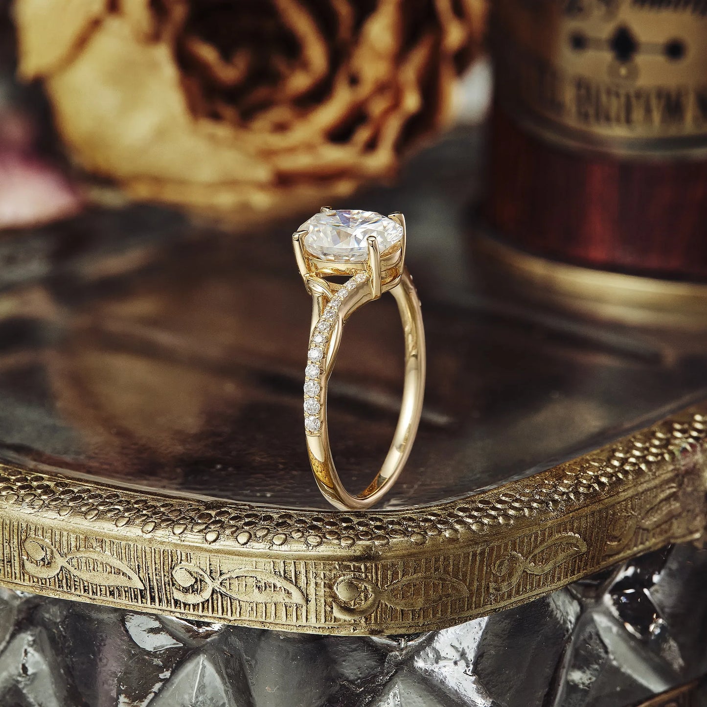 Moissanite Twisted Leaf Engagement Ring