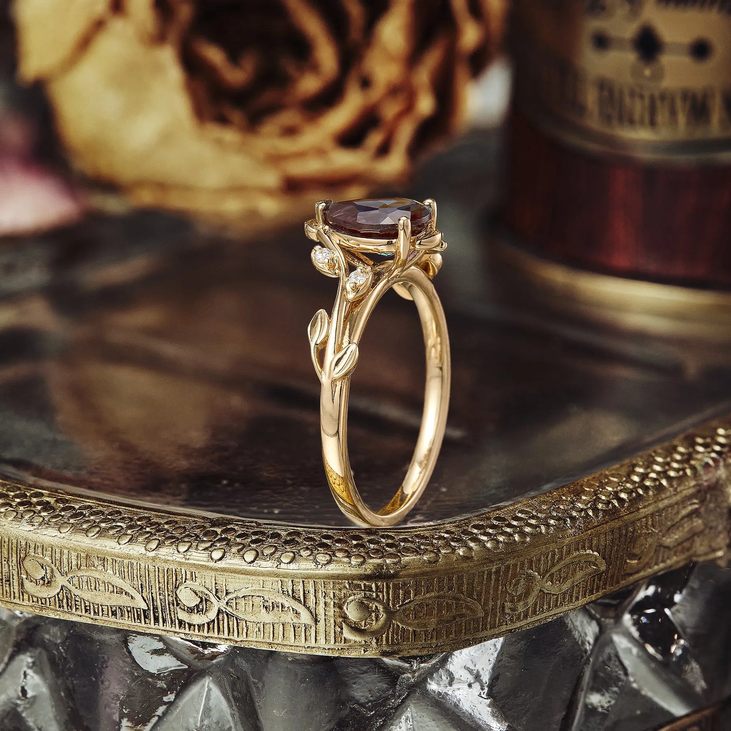 Pear Cut Alexandrite Engagement Ring