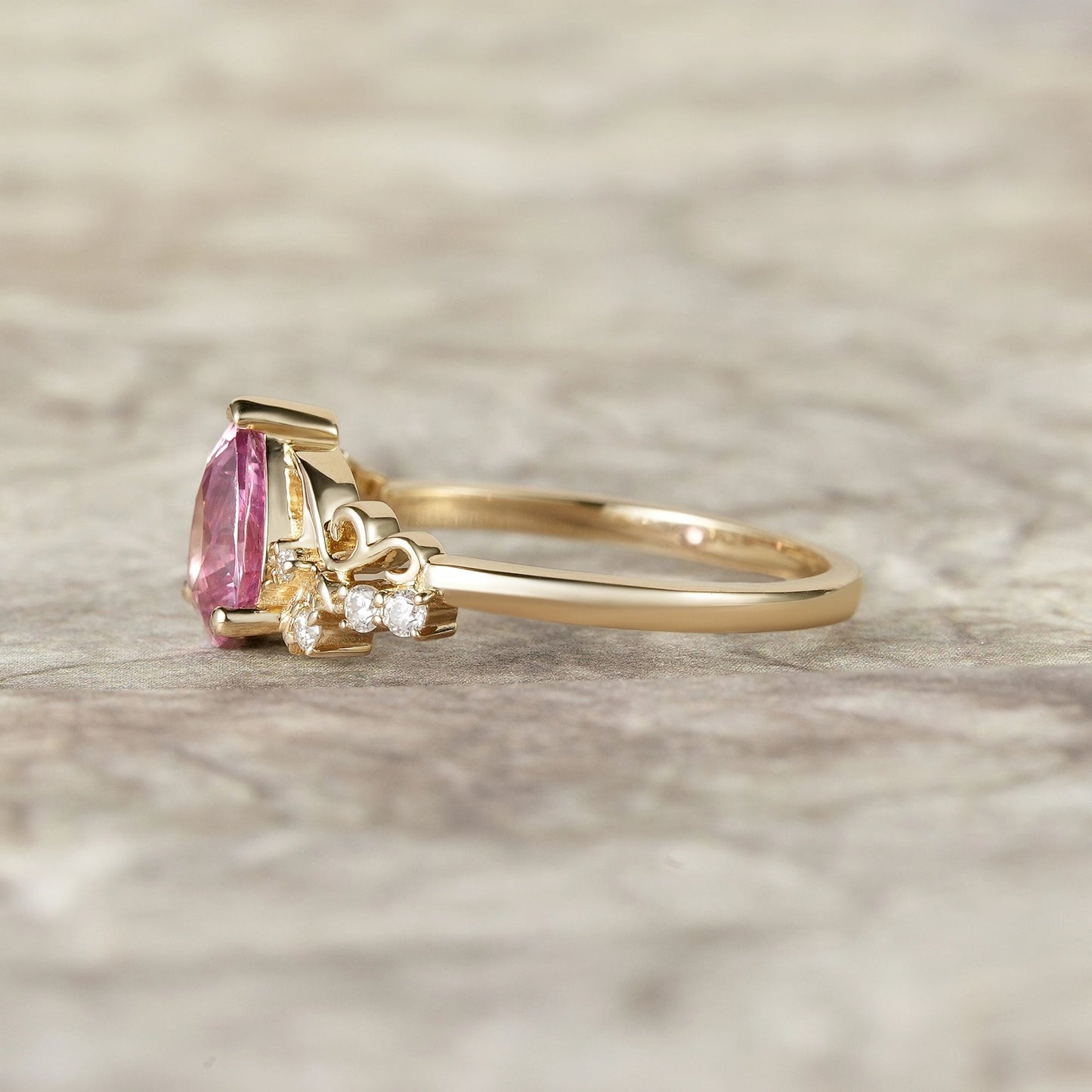 Natural Padparadscha Engagement Ring - Lumi - GemsMagic