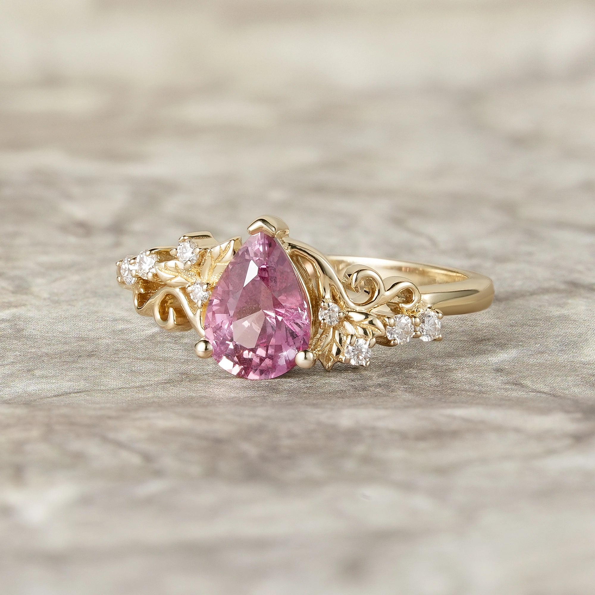 Natural Padparadscha Engagement Ring - Lumi - GemsMagic