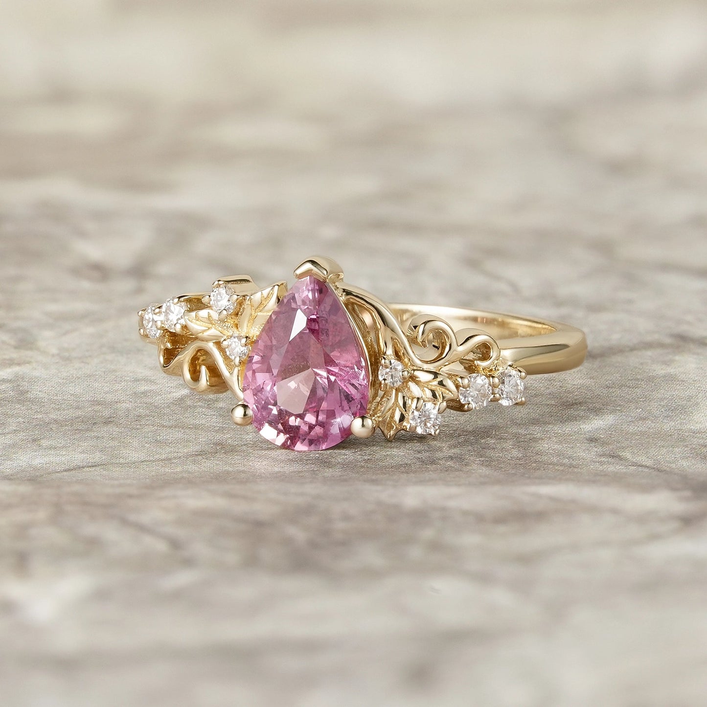 Natural Padparadscha Engagement Ring - Lumi - GemsMagic