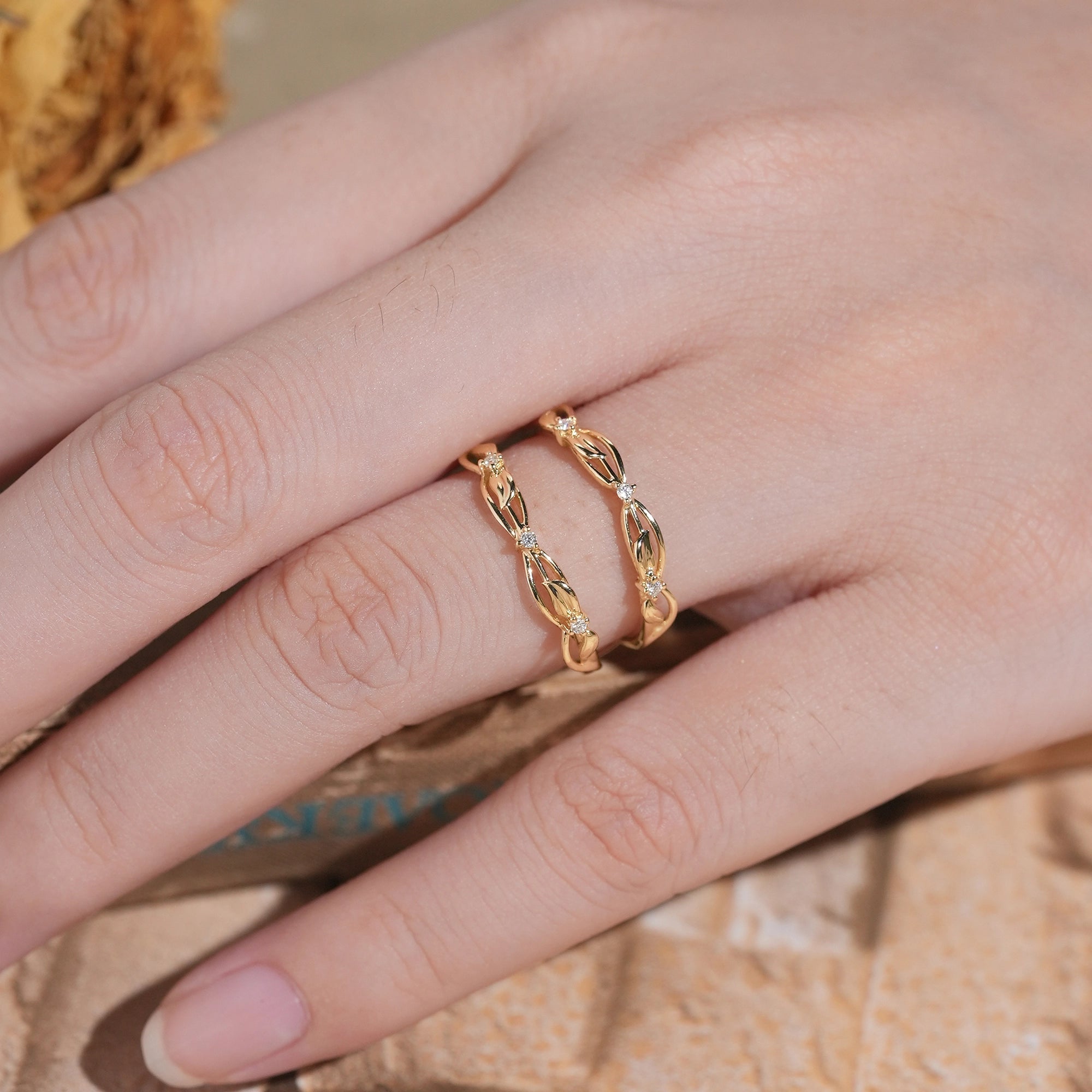 Nature Garden Inspired Moissanite Enhancer Ring - Beatrix - GemsMagic