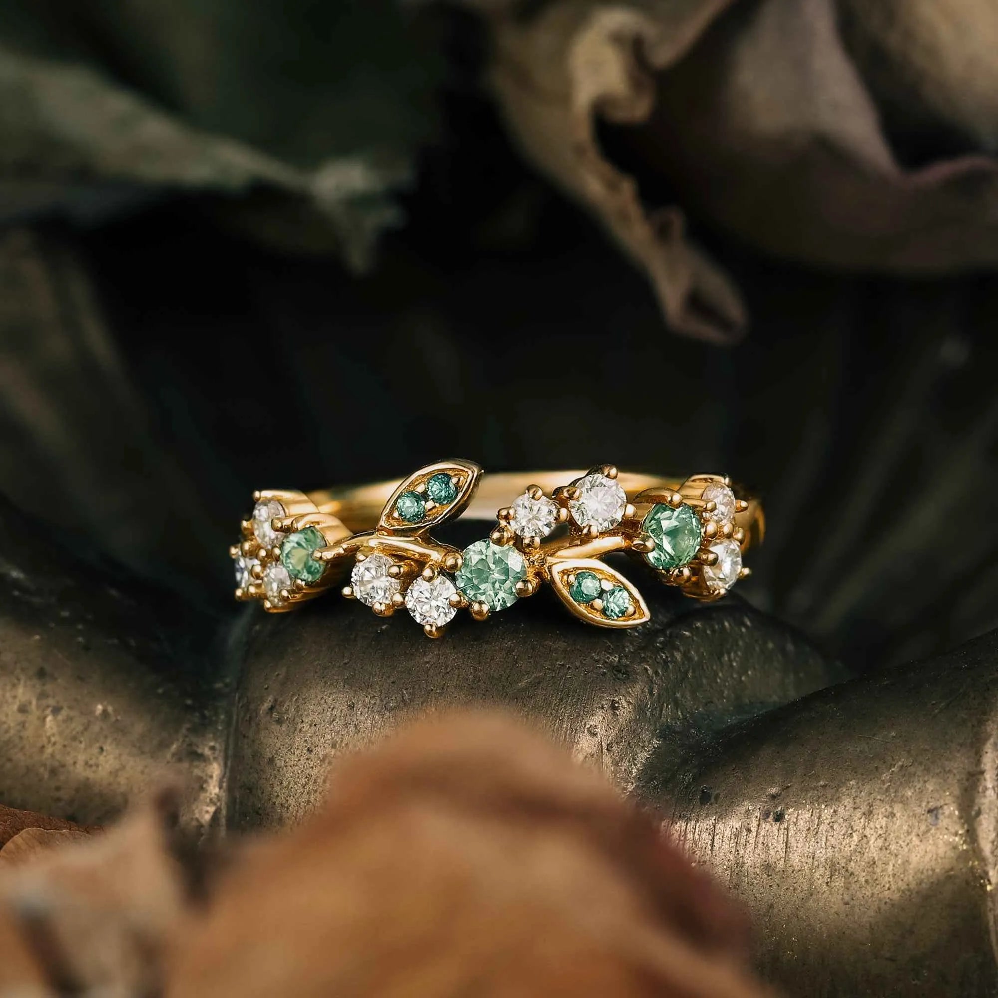 Nature Inspired Grapevine Leaf Ring - Ondine - GemsMagic - GemsMagic