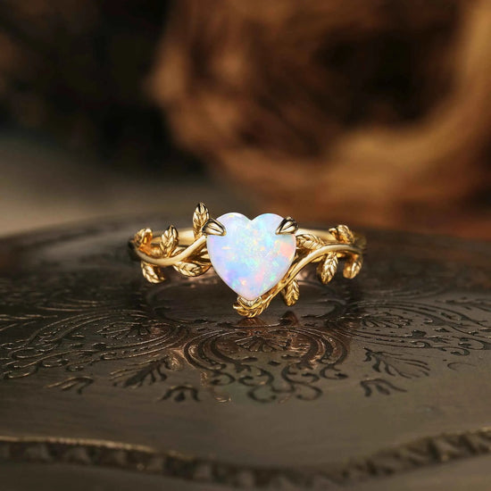 Nature Inspired Heart Shaped Opal Ring - GemsMagic - GemsMagic