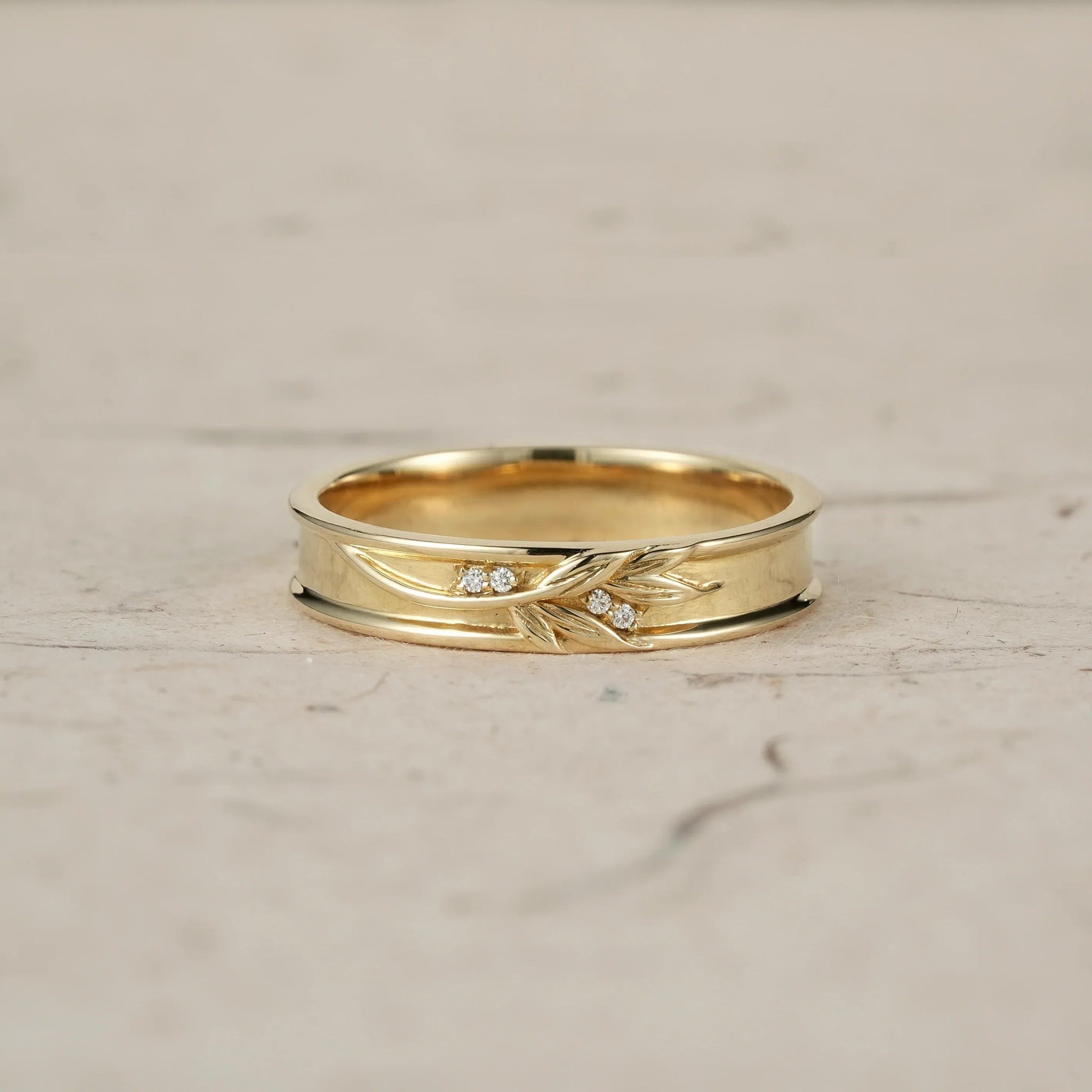 Nature - Inspired Men's Band with Moissanite - Bennett - GemsMagic