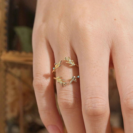 Nature Inspired Natural Emerald Enhancer Wedding Band - GemsMagic - GemsMagic